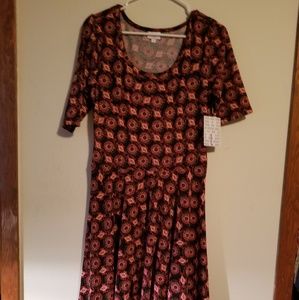 Black and maroon geo design nicole dress